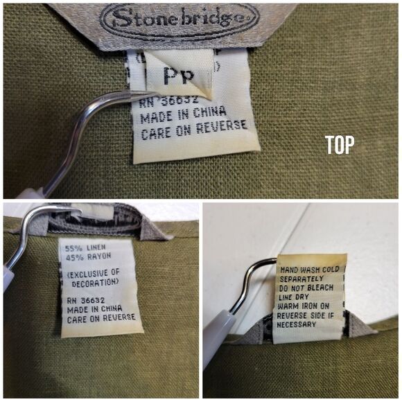 Stonebridge Vintage Green Linen Animal Print Safari Matching Set Blouse Trousers - Picture 12 of 15